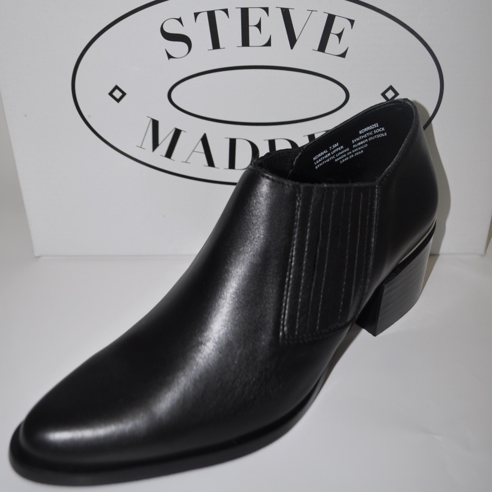 STEVE MADDEN KORRAL ANKLE BOOTS Leather Black 7.5